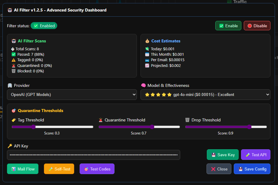 AI Filter Dashboard - Screenshot 1
